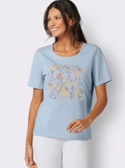 Kurzarmshirt mit platziertem Blüten-Druck