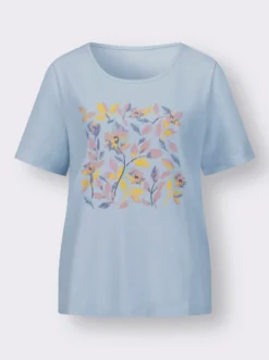 Kurzarmshirt mit platziertem Blüten-Druck