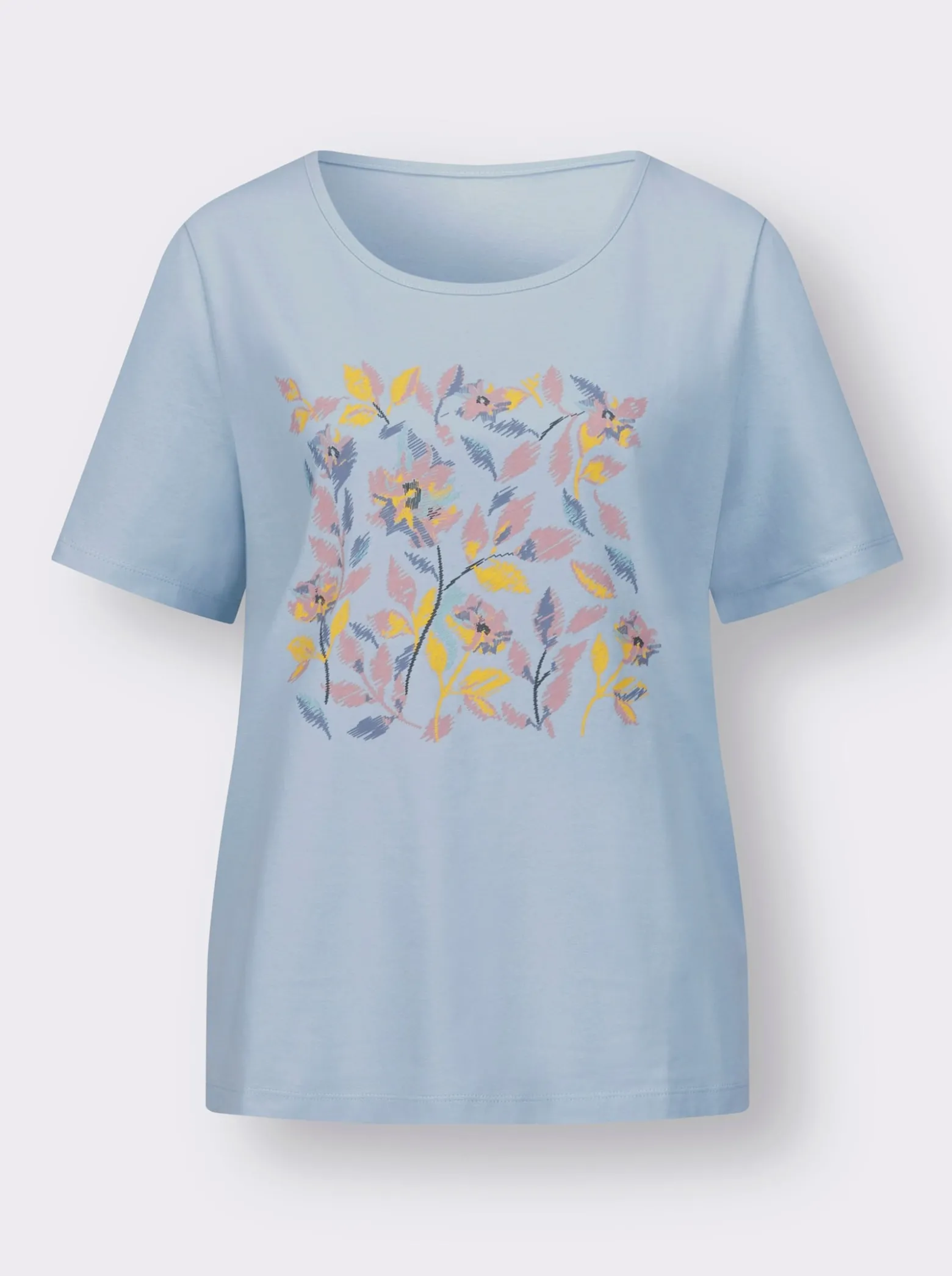 Kurzarmshirt mit platziertem Blüten-Druck