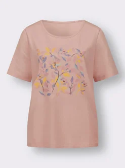 Kurzarmshirt mit platziertem Blüten-Druck
