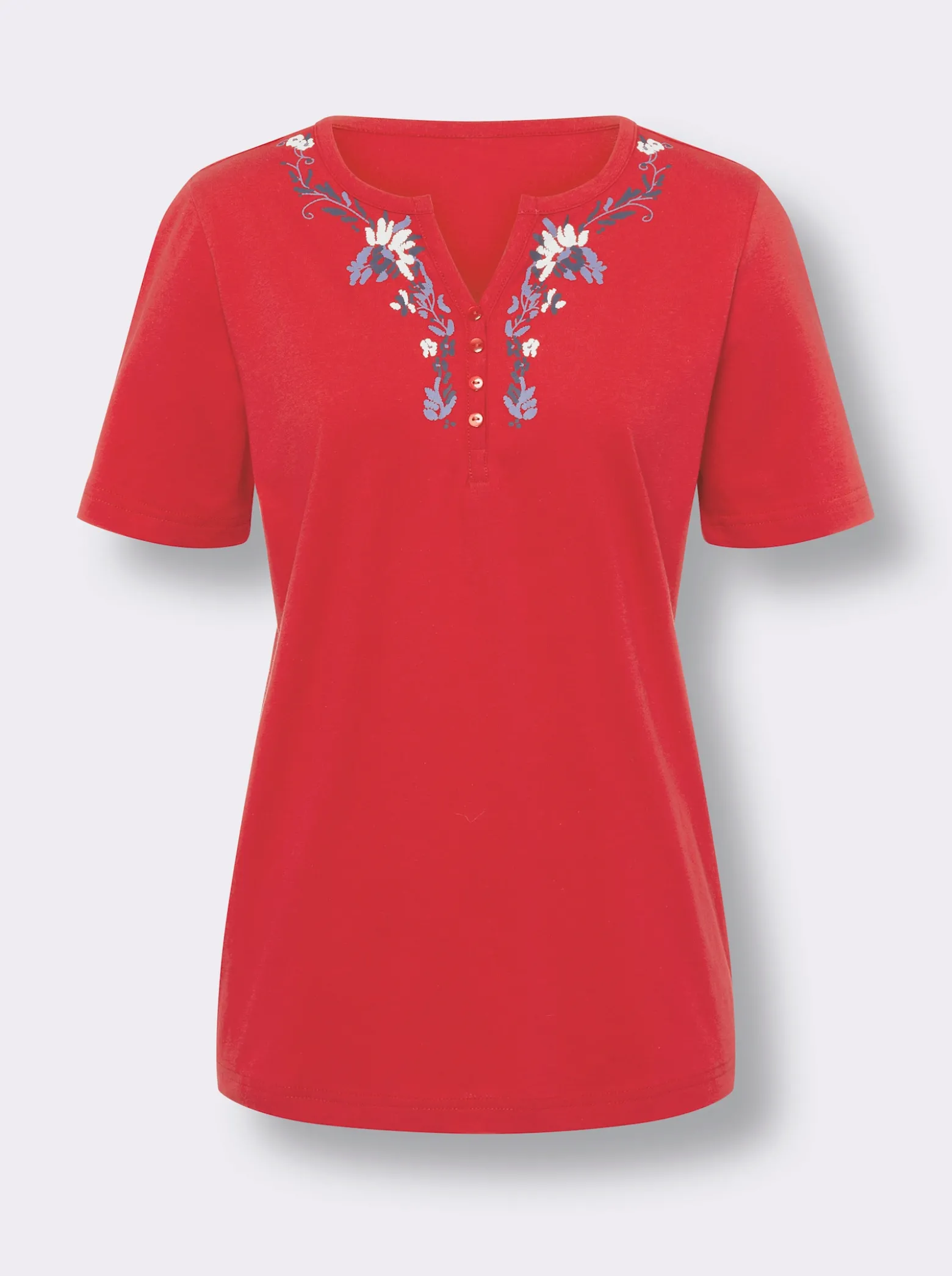 Kurzarmshirt mit platziertem Floral-Print