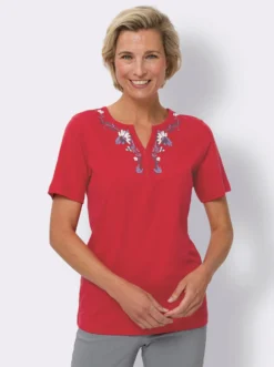 Kurzarmshirt mit platziertem Floral-Print