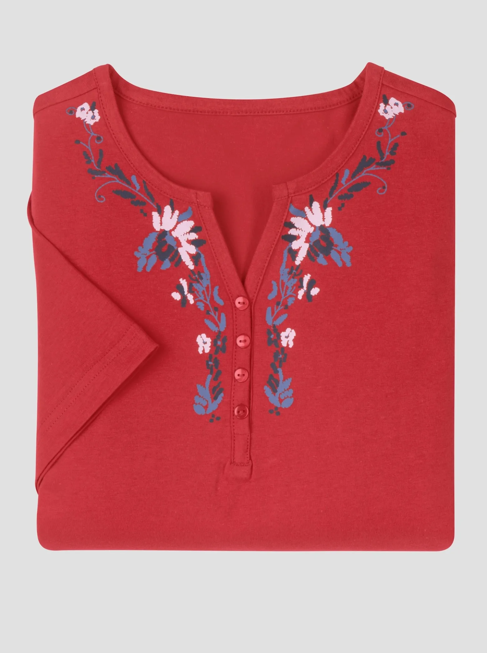Kurzarmshirt mit platziertem Floral-Print