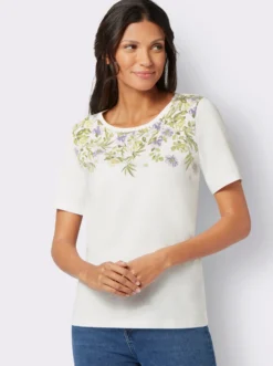Kurzarmshirt mit platziertem Floral-Muster