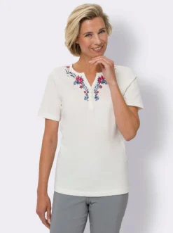 Kurzarmshirt mit platziertem Floral-Print