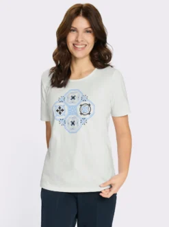 Kurzarmshirt mit platziertem Druckmuster