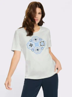 Kurzarmshirt mit platziertem Druckmuster