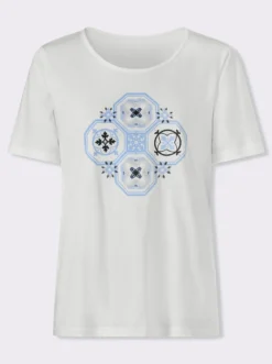 Kurzarmshirt mit platziertem Druckmuster