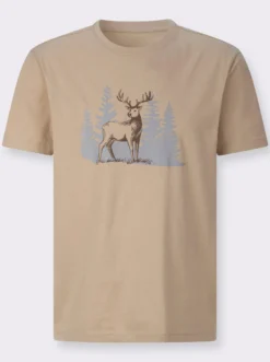 Kurzarmshirt mit platziertem Hirsch-Druck