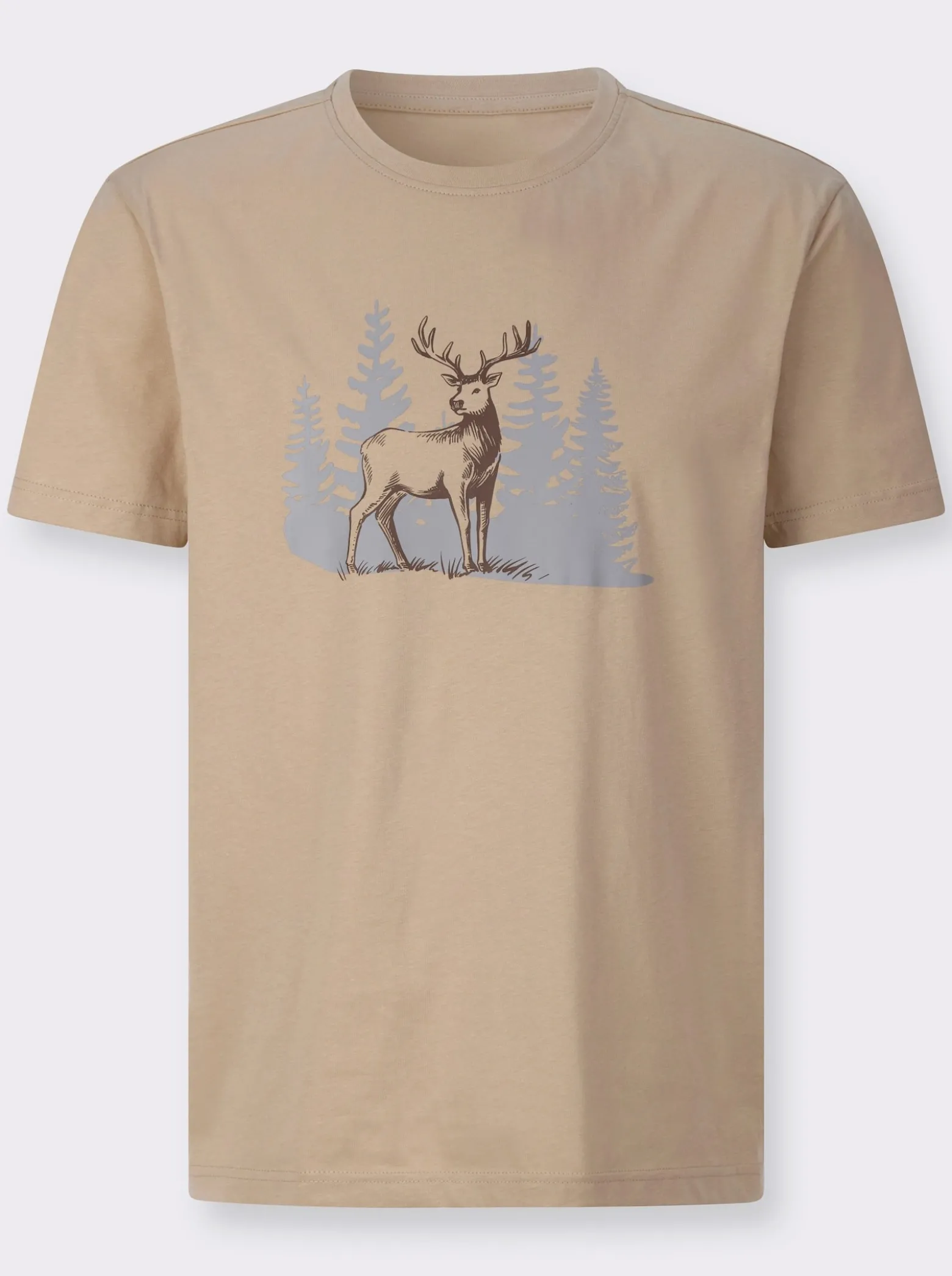 Kurzarmshirt mit platziertem Hirsch-Druck