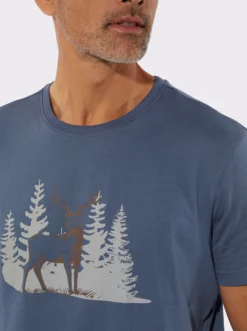 Kurzarmshirt mit platziertem Hirsch-Druck