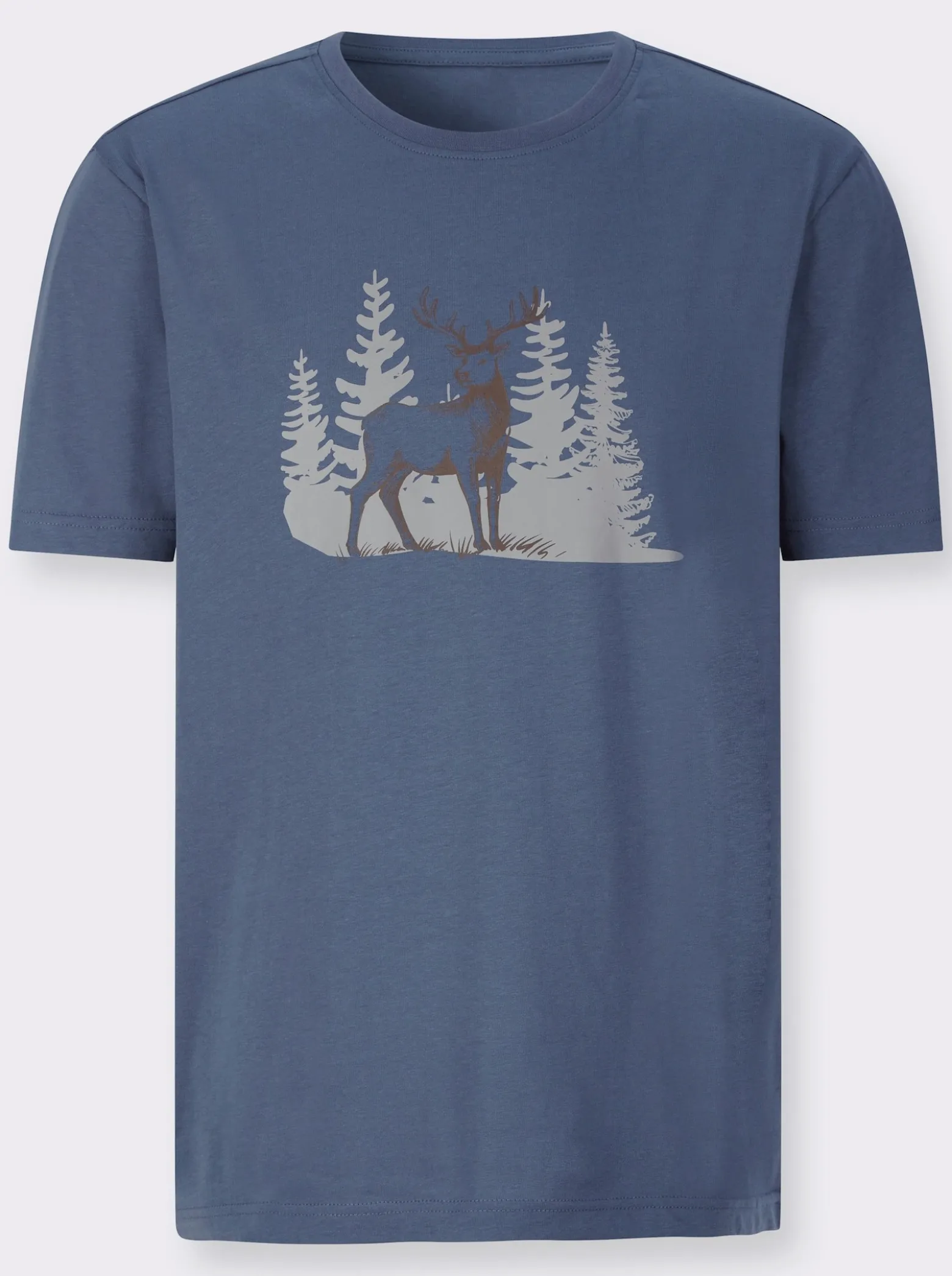 Kurzarmshirt mit platziertem Hirsch-Druck