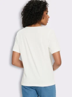 Kurzarmshirt mit Raffung am Ausschnitt