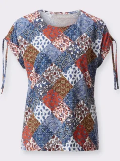 Kurzarmshirt mit Raffung an den Schultern