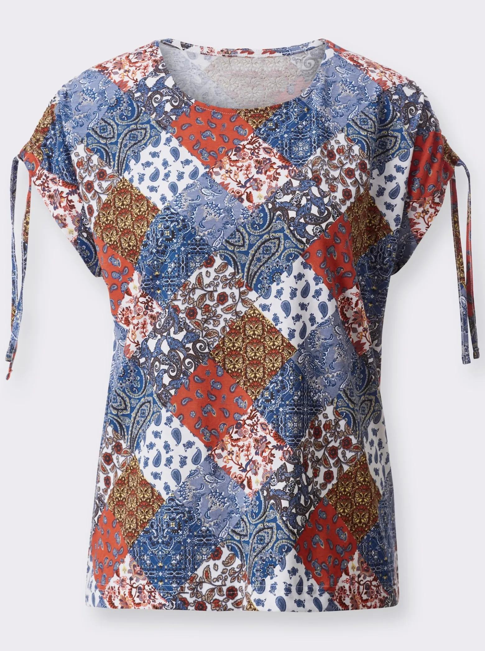 Kurzarmshirt mit Raffung an den Schultern