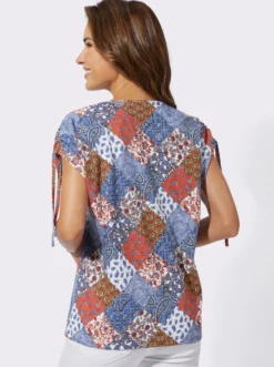 Kurzarmshirt mit Raffung an den Schultern
