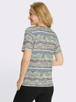 Kurzarmshirt mit Ringel-Druck rundum