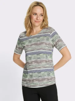 Kurzarmshirt mit Ringel-Druck rundum