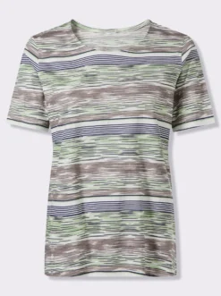Kurzarmshirt mit Ringel-Druck rundum