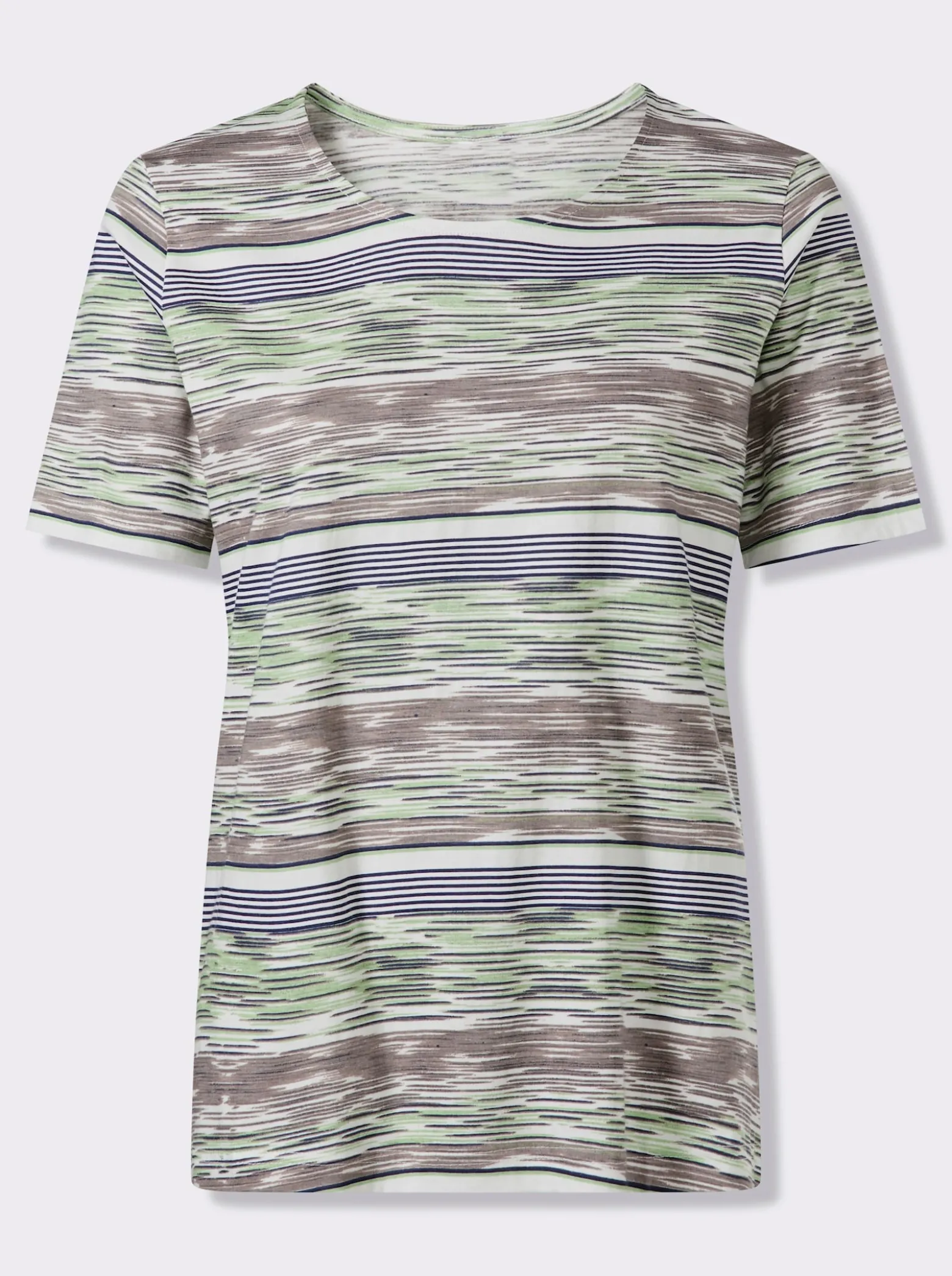 Kurzarmshirt mit Ringel-Druck rundum