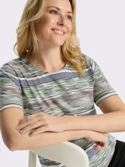 Kurzarmshirt mit Ringel-Druck rundum