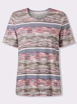 Kurzarmshirt mit Ringel-Druck rundum