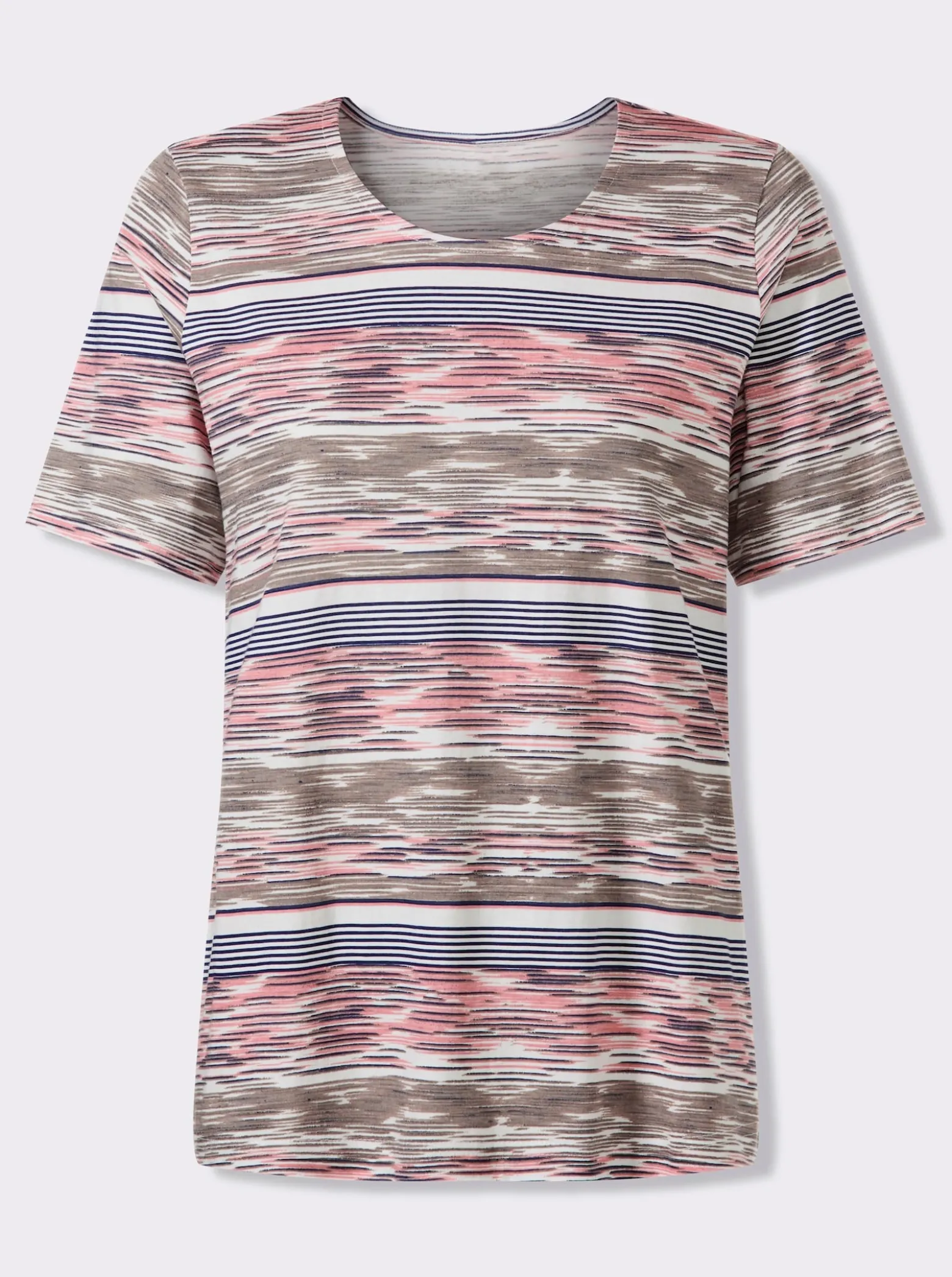 Kurzarmshirt mit Ringel-Druck rundum