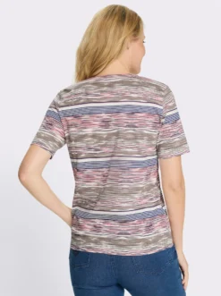 Kurzarmshirt mit Ringel-Druck rundum