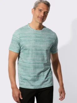 Kurzarmshirt mit Ringel-Muster allover