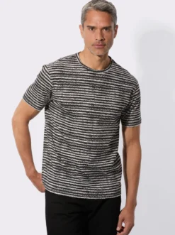 Kurzarmshirt mit Ringel-Muster allover