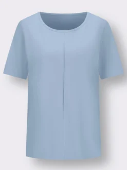 Kurzarmshirt mit Satin-Paspel am Ausschnitt