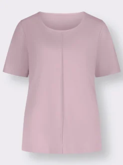Kurzarmshirt mit Satin-Paspel am Ausschnitt