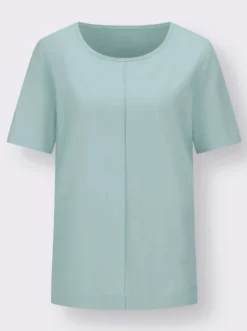 Kurzarmshirt mit Satin-Paspel am Ausschnitt