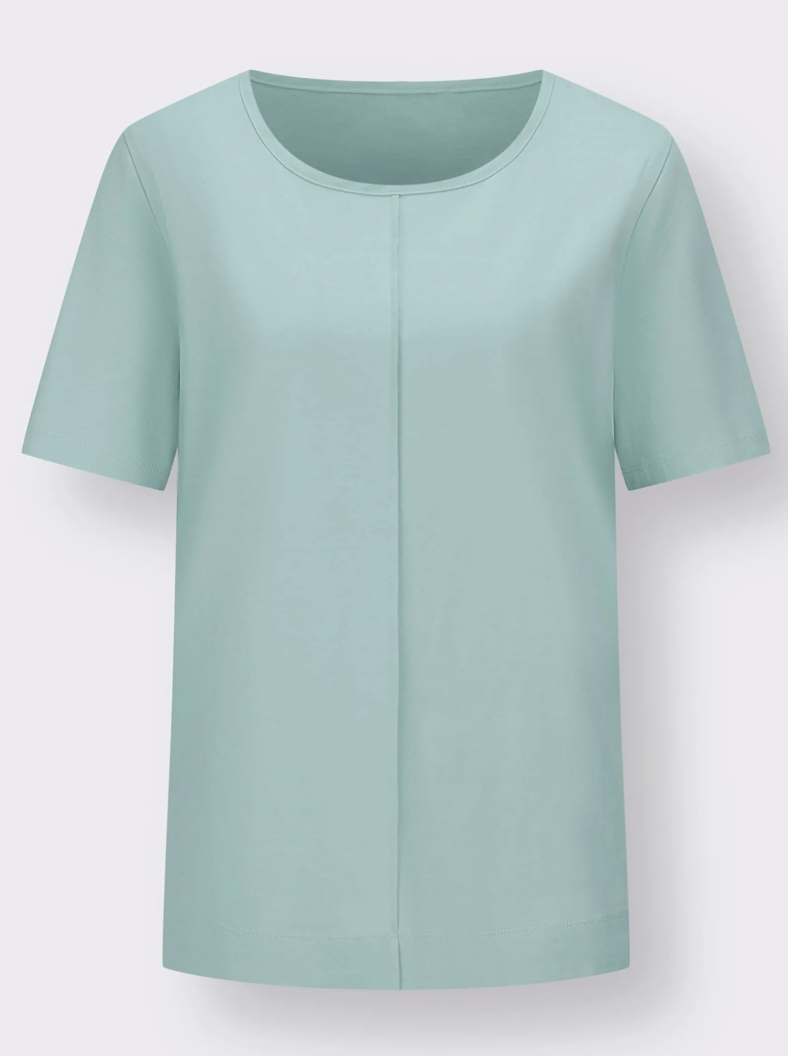 Kurzarmshirt mit Satin-Paspel am Ausschnitt