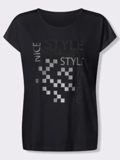 Kurzarmshirt mit silberfarbenen Effekten