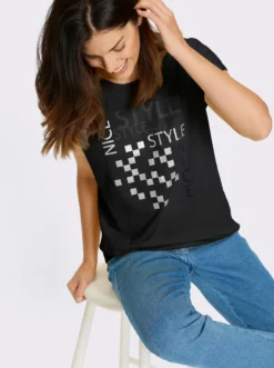 Kurzarmshirt mit silberfarbenen Effekten