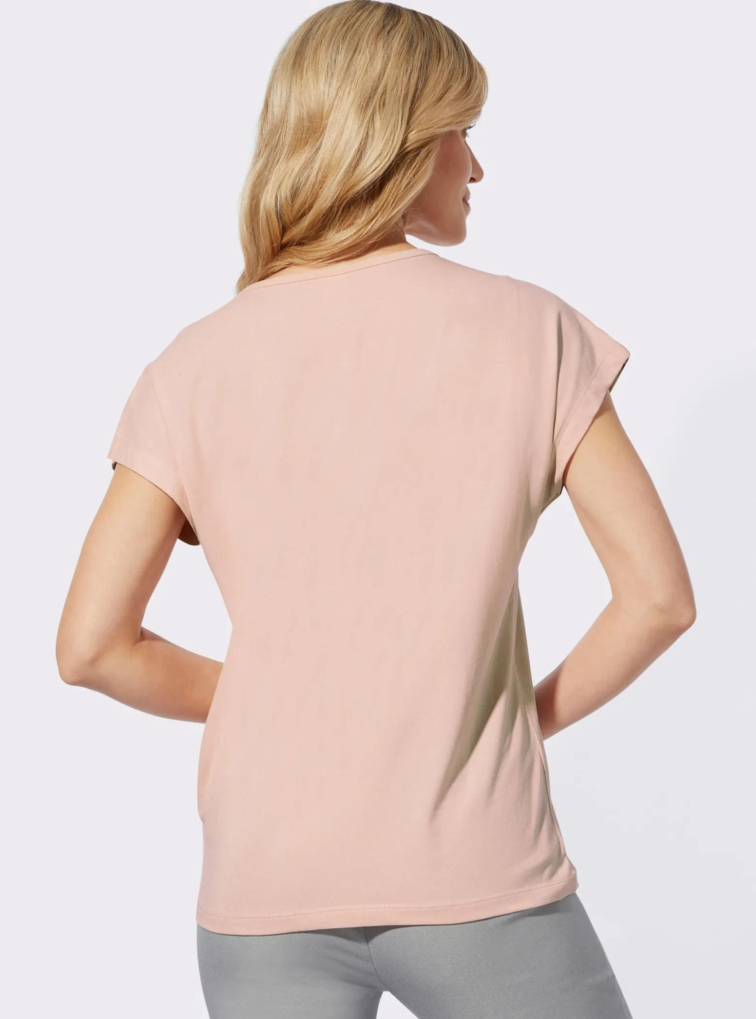 Kurzarmshirt mit silberfarbigem Druck