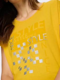 Kurzarmshirt mit silberfarbenen Effekten