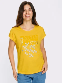 Kurzarmshirt mit silberfarbenen Effekten