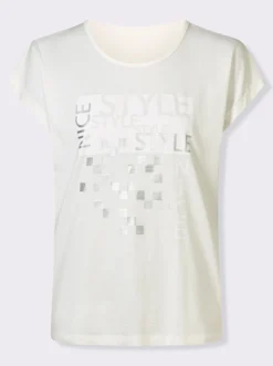 Kurzarmshirt mit silberfarbenen Effekten
