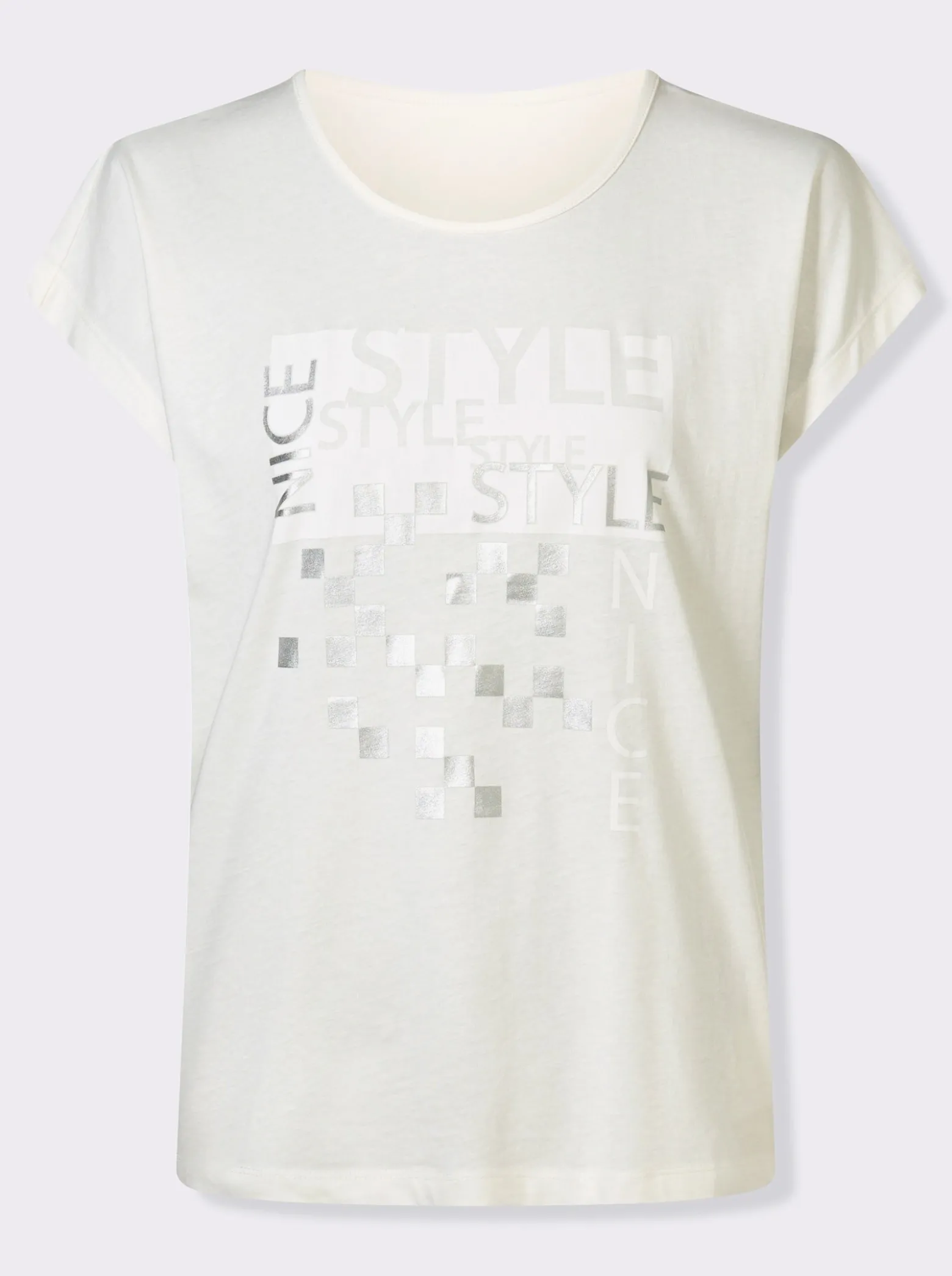 Kurzarmshirt mit silberfarbenen Effekten