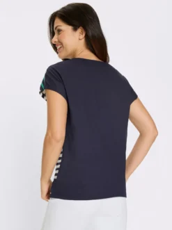 Kurzarmshirt mit silberfarbenen Effekten