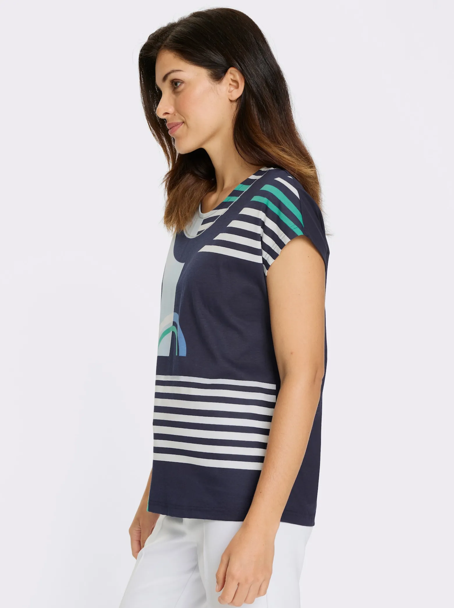 Kurzarmshirt mit silberfarbenen Effekten