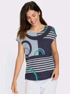 Kurzarmshirt mit silberfarbenen Effekten