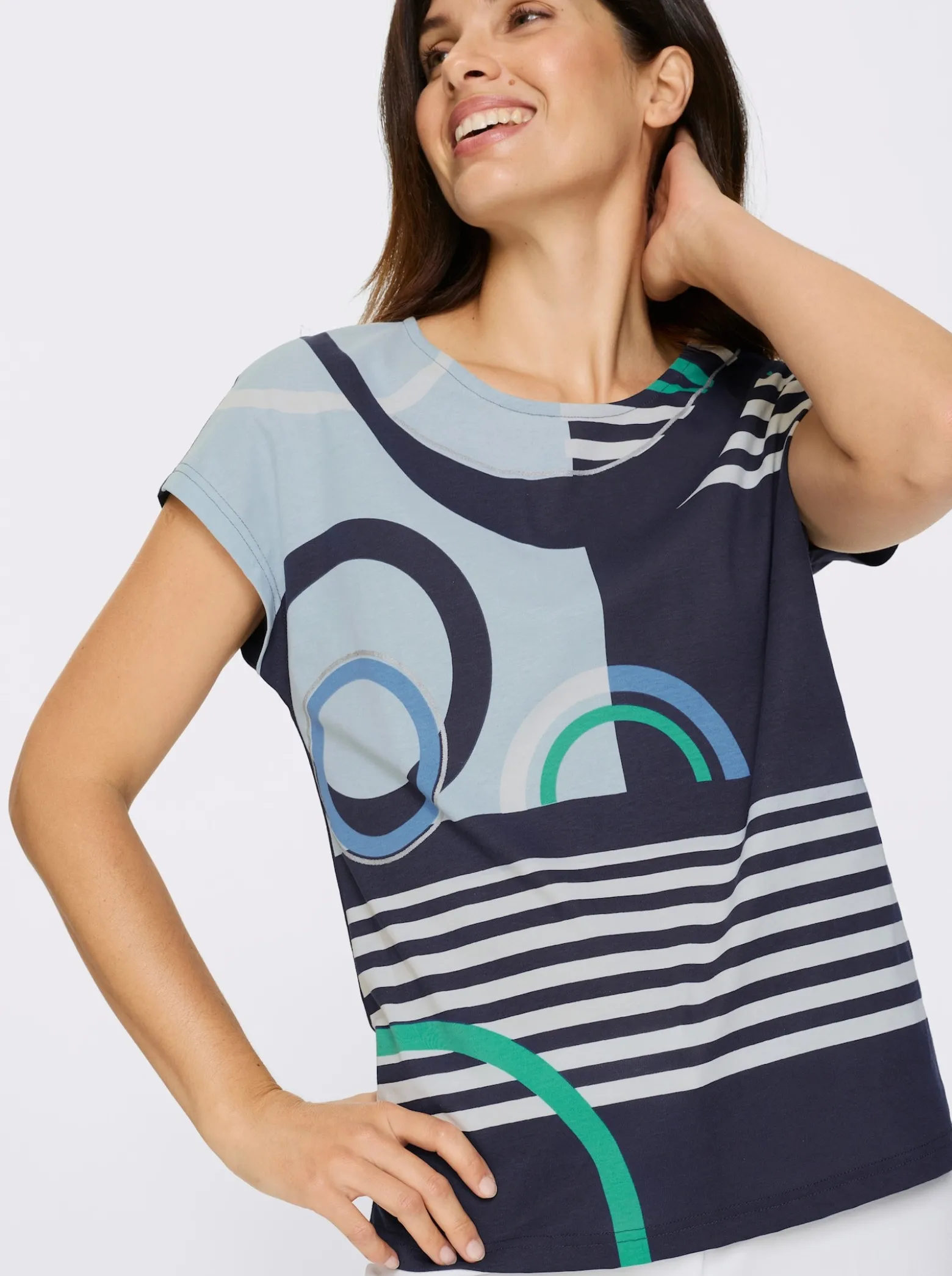 Kurzarmshirt mit silberfarbenen Effekten