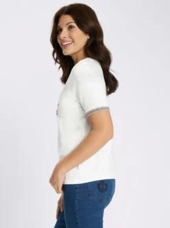 Kurzarmshirt mit silberfarbigem Foliendruck