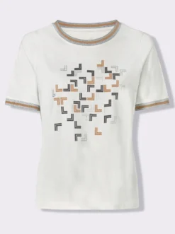 Kurzarmshirt mit silberfarbigem Foliendruck