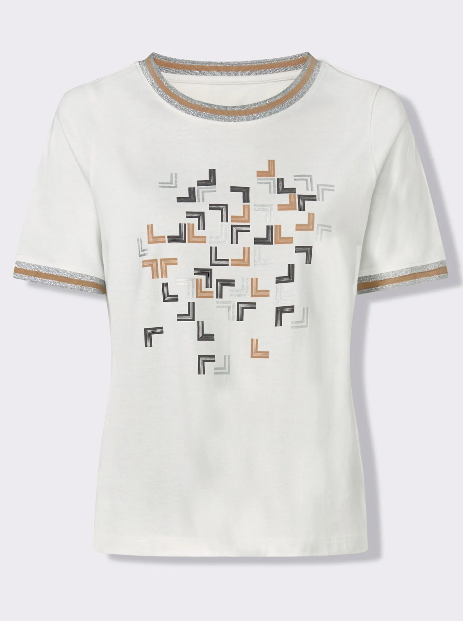 Kurzarmshirt mit silberfarbigem Foliendruck