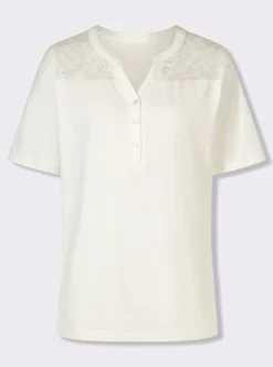 Kurzarmshirt mit Spitzen-Einsatz