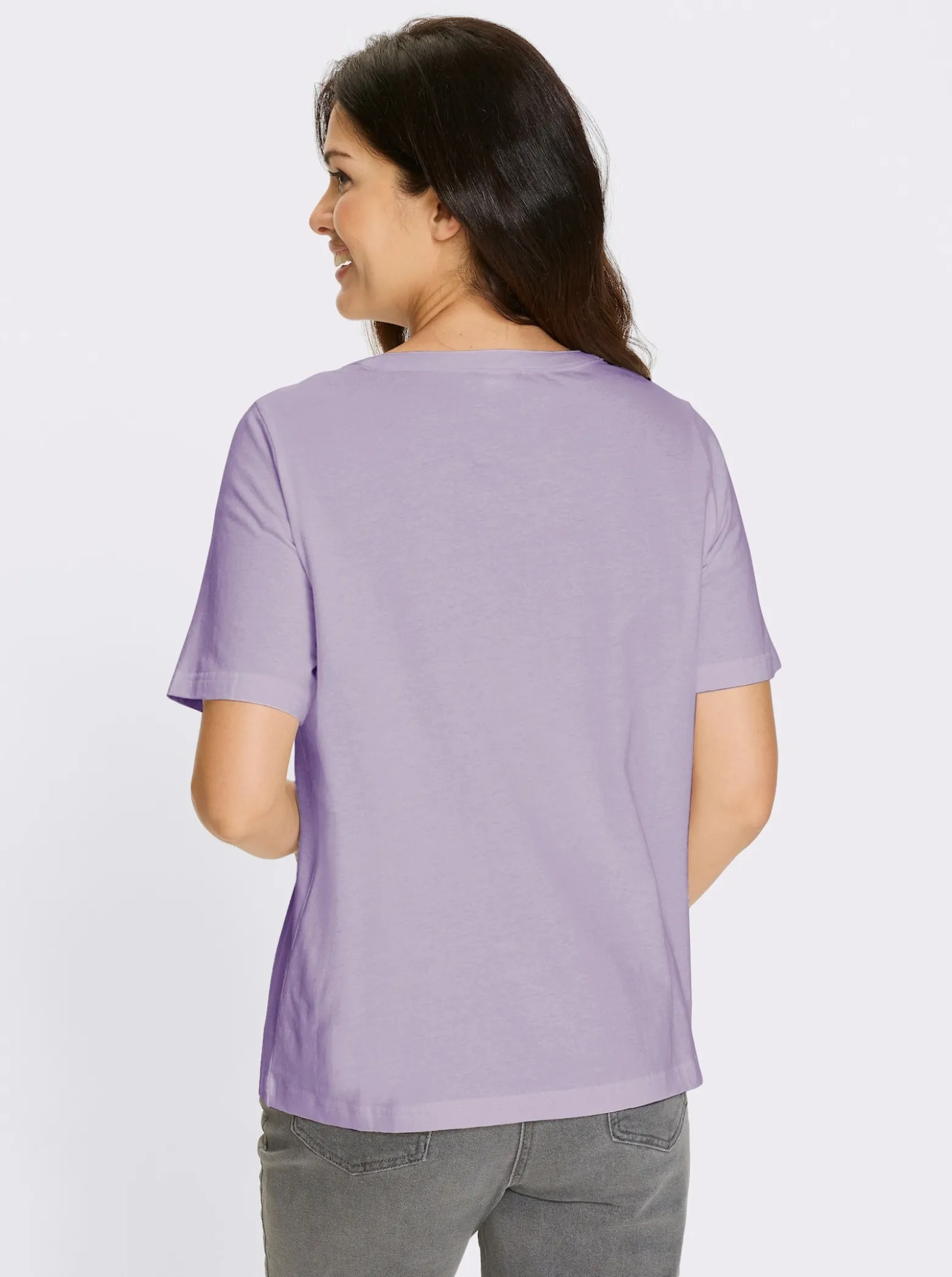 Kurzarmshirt mit Spitzen-Einsatz